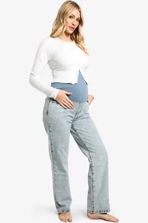 Boohoo Womens Maternity Over The Bump Mom Jeans