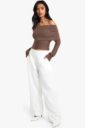 Boohoo Womens Petite Clean Waistband Tailored Trouser