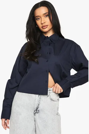Boohoo Womens Basics Cropped Shirt