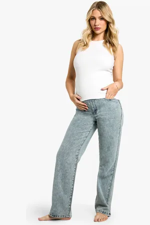 Boohoo Womens Maternity Over The Bump Straight Leg Jeans