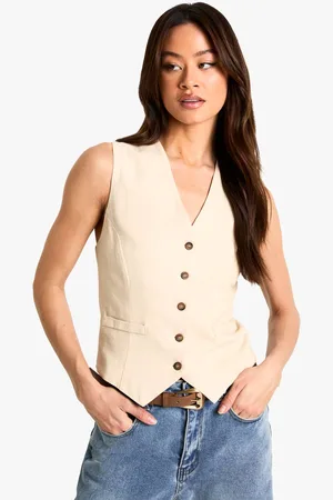 Boohoo Womens Tall Linen Look Waiscoat