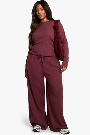 Boohoo Womens Plus Textured Drawstring Waist Trouser