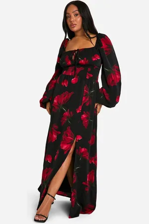 Boohoo Womens Plus Ditsy Balloon Sleeve Milkmaid Maxi Dress