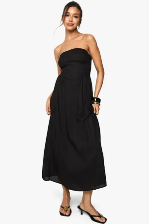 Boohoo Womens Linen Look Bandeau Midaxi Dress