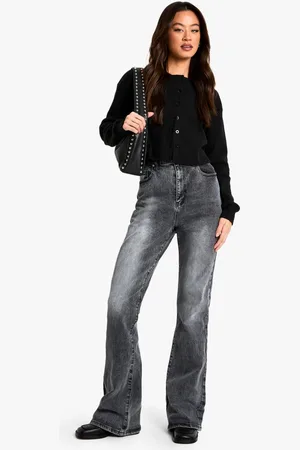 Boohoo Womens The Tall High Waist Flared Jean