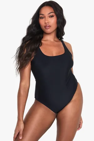 Boohoo Womens Plus Swimwear Essentials Square Neck Tummy Control Swimsuit