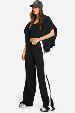 Boohoo Womens Tall Contrast Stripe Wide Leg Trouser