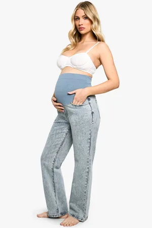 Boohoo Womens Maternity Over The Bump Straight Leg Jeans