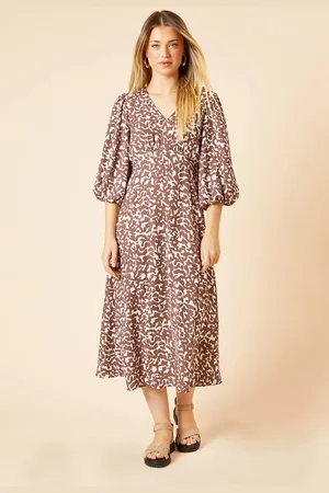 Dorothy Perkins Womens Blouson Sleeve Tie Back Midi Dress