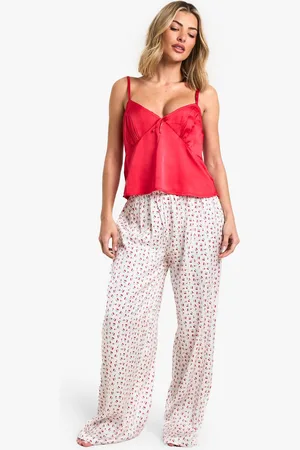 Boohoo Womens Cherry Print Cami Top & Trousers Pyjama Set