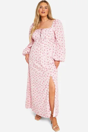Boohoo Womens Plus Ditsy Balloon Sleeve Milkmaid Maxi Dress