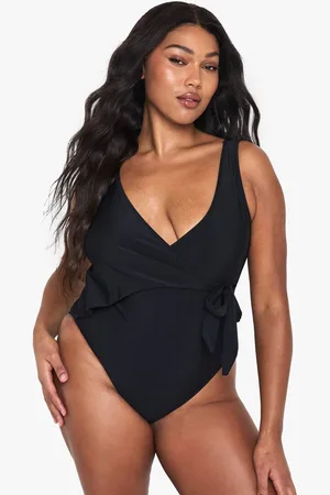 Boohoo Womens Plus Swimwear Essentials Tummy Control Wrap Swimsuit