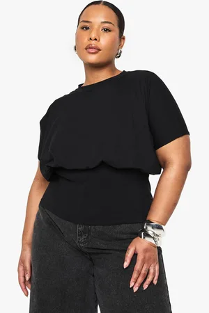 Boohoo Womens Plus Blouson Fitted Cotton Top