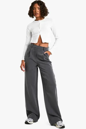 Boohoo Womens Tall Wide Leg Tailored Trousers