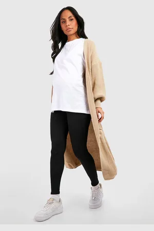 Boohoo Womens Maternity Ribbed Over Bump Leggings