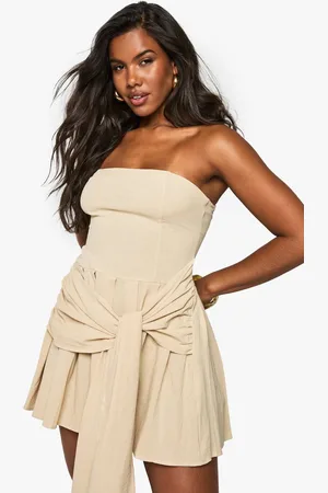 Boohoo Womens Linen Look pleated Wrap Mini Dress