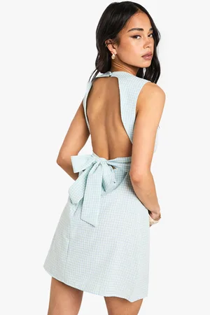 Boohoo Womens Gingham Tie Back Detail Shift Dress
