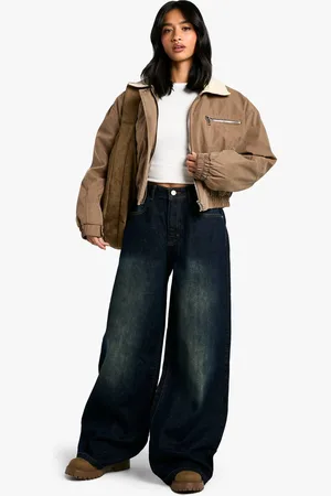 Boohoo Womens The Petite Wide Leg Jean