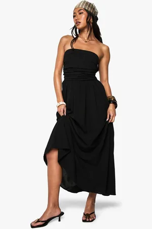 Boohoo Womens Linen Look Bandeau Midaxi Dress