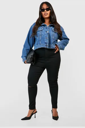 Boohoo Womens Plus Rip Knee Skinny Jegging