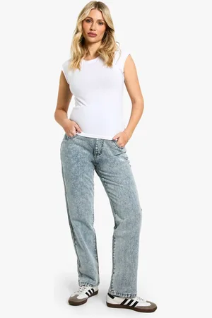 Boohoo Womens Maternity Over The Bump Mom Jeans