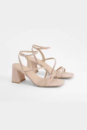 Boohoo Womens Mid Block Heel Strappy Sandals