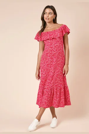 Dorothy Perkins Womens Ditsy Frill Tiered Hem Midi Dress