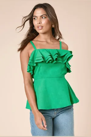 Dorothy Perkins Womens Tiered Frill Neckline Peplum Top