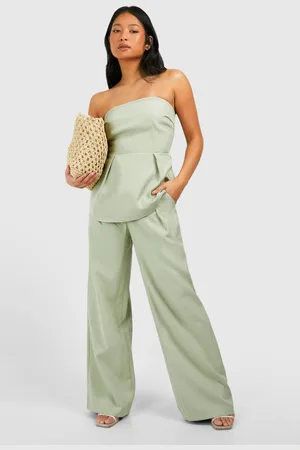 Boohoo Womens Petite Wide Leg Tailored Trouser