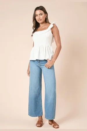 Dorothy Perkins Womens Broderie Sleeve Peplum Top