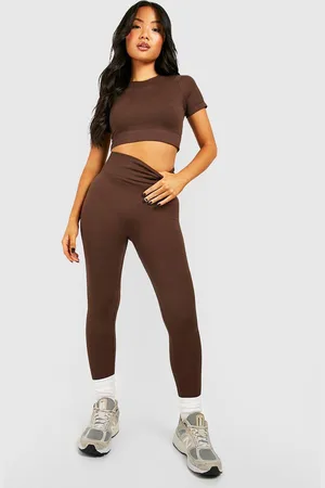 Boohoo Womens Petite Seamless Rib Leggings