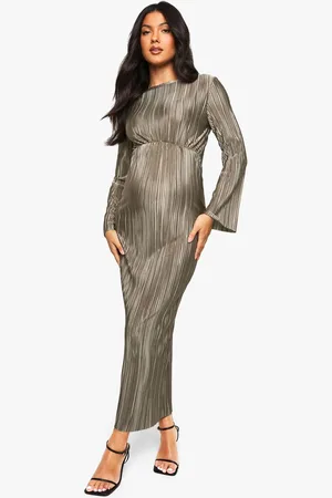 Boohoo Womens Maternity Plisse Batwing Midaxi Dress