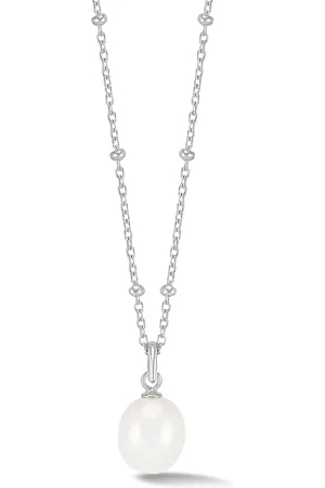 Dower & Hall Timeless Adjustable 8mm Oval White Pearl Pendant