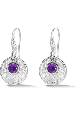 Dower & Hall Hammered Disc & Amethyst Array Earrings