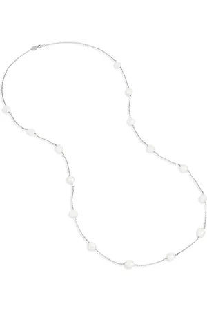 Dower & Hall Long White Baroque Pearl Chain Necklace