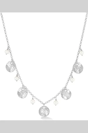 Dower & Hall White Pearl & Disc Collar Necklace