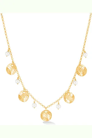 Dower & Hall White Pearl & Disc Collar Necklace
