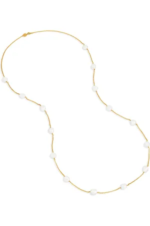 Dower & Hall Long White Baroque Pearl Chain Necklace
