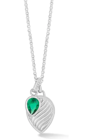 Dower & Hall Green Garnet Twist Peardrop Necklace