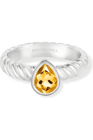 Dower & Hall Citrine Pear Twist Twinkle Ring