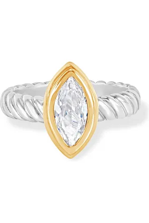 Dower & Hall Lab Grown White Sapphire Marquise Twist Twinkle Ring