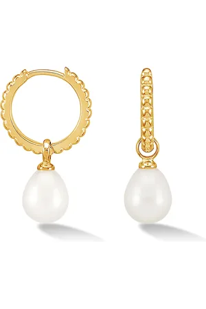 Dower & Hall Timeless Oval Pearl Charm Hoops