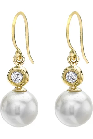 Dower & Hall 18k Pearl & Diamond Drop Earrings