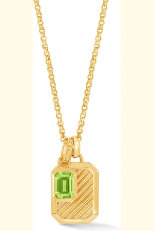 Dower & Hall Peridot Octagon Humbug Necklace
