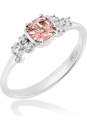 Dower & Hall 18k 5mm Cushion Morganite & Diamond Stargazer Ring
