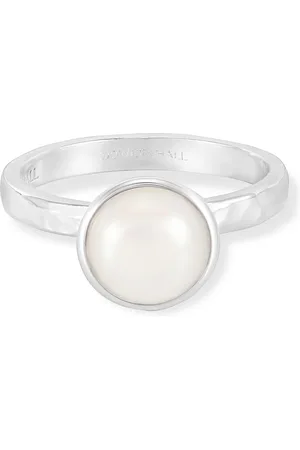 Dower & Hall 8mm White Pearl Hammered Twinkle Ring