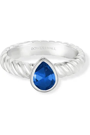 Dower & Hall 14k Lab Grown Sapphire Pear Twist Twinkle Ring