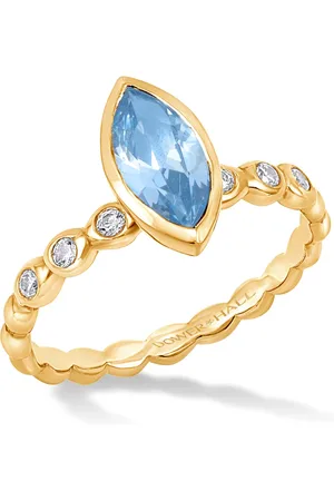 Dower & Hall 14k Bubbles Narrative Ring with Marquise Aquamarine