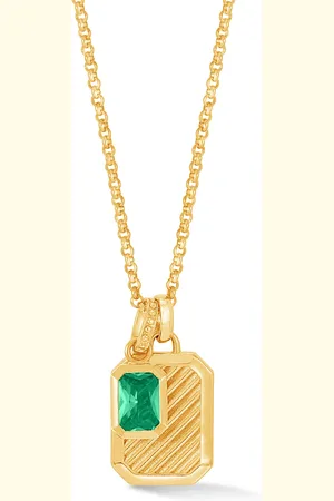 Dower & Hall Green Garnet Octagon Humbug Necklace