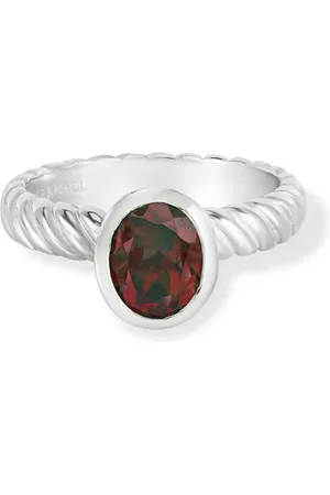 Dower & Hall Oval Garnet Twist Twinkle Ring